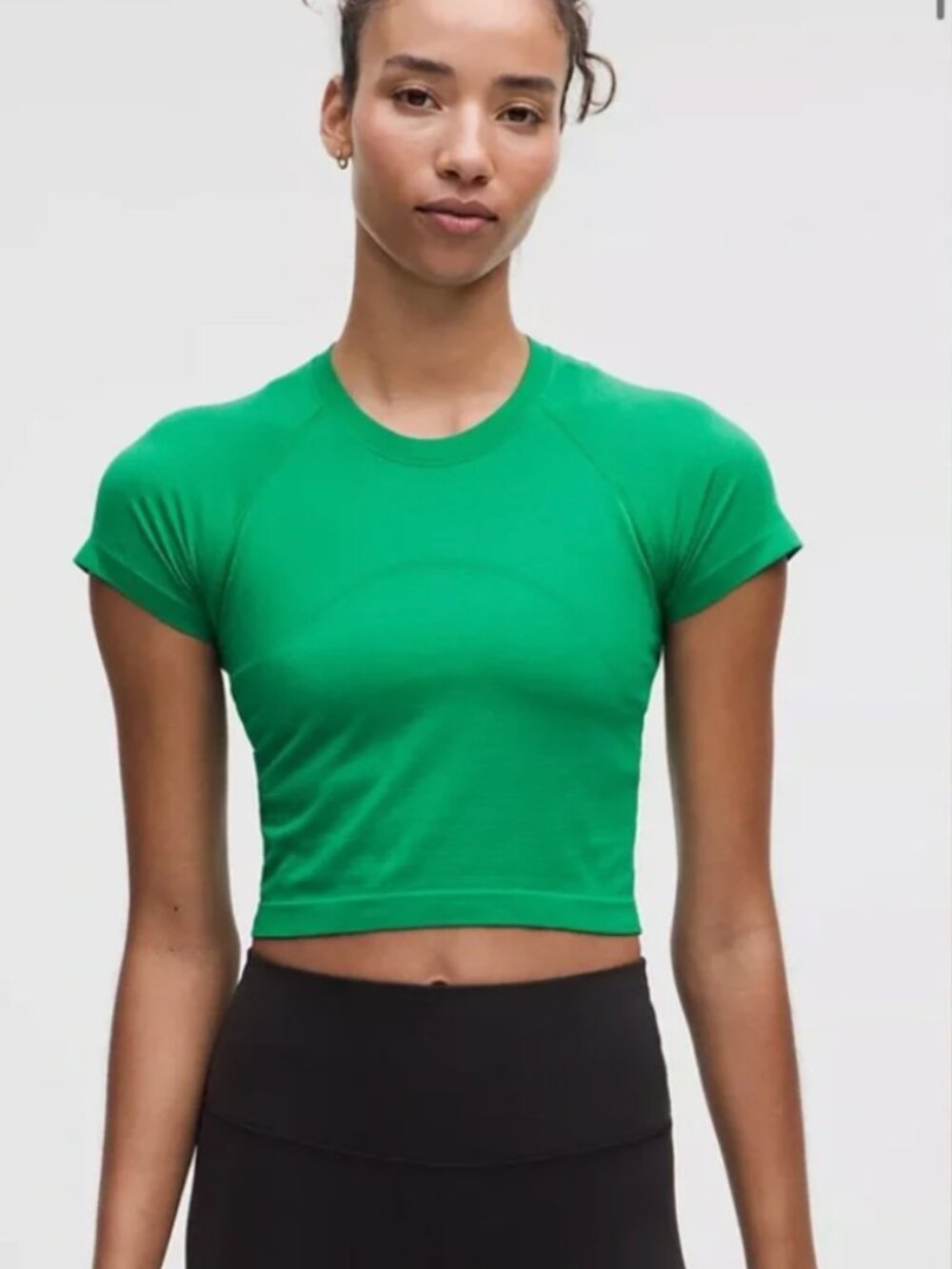Lululemon Swiftly Tech Cropped Short-Sleeve Shirt 2.0 ColourRaceway Green Size 2